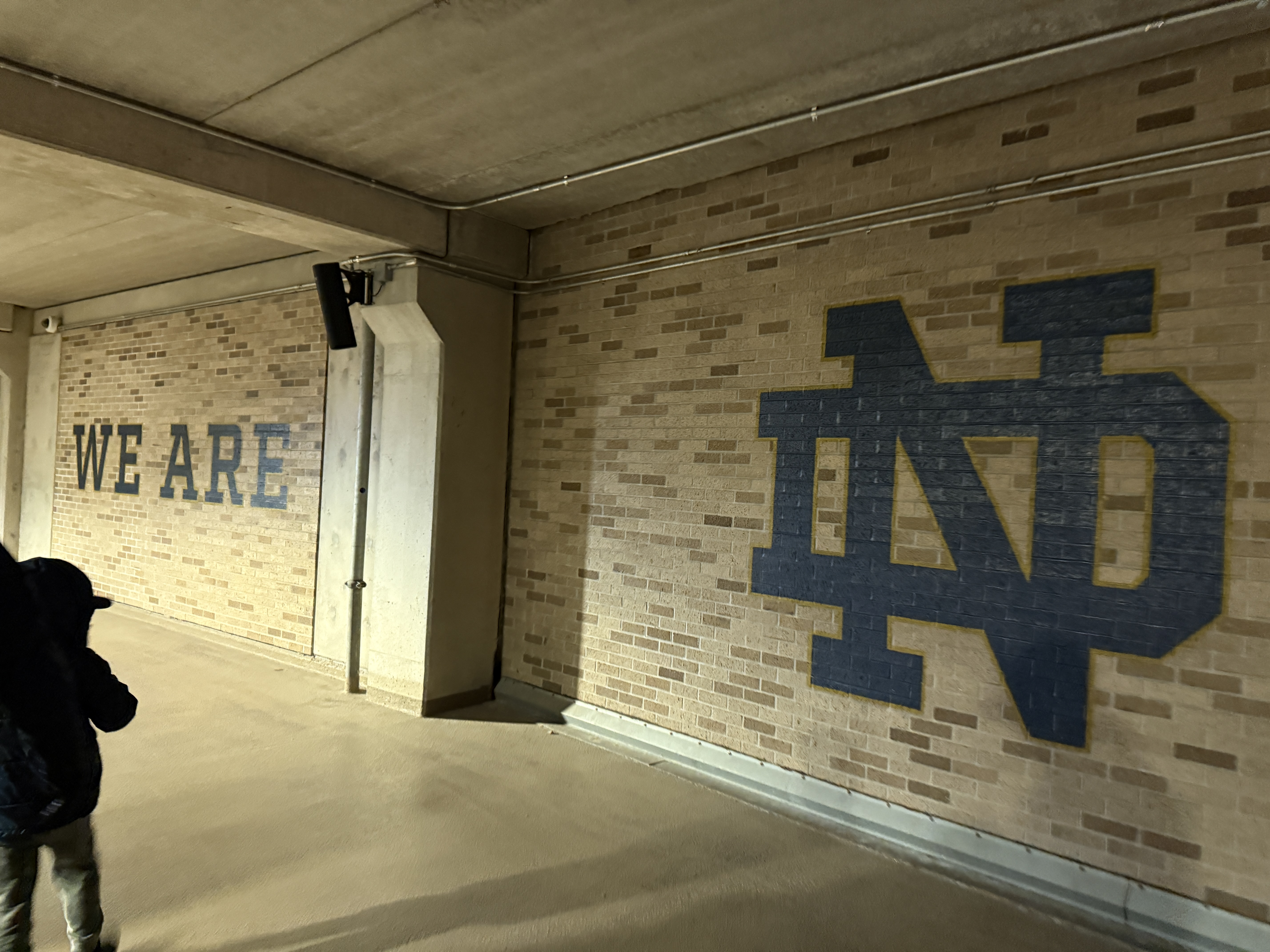 Inside a stadium tunnel on a campus visit