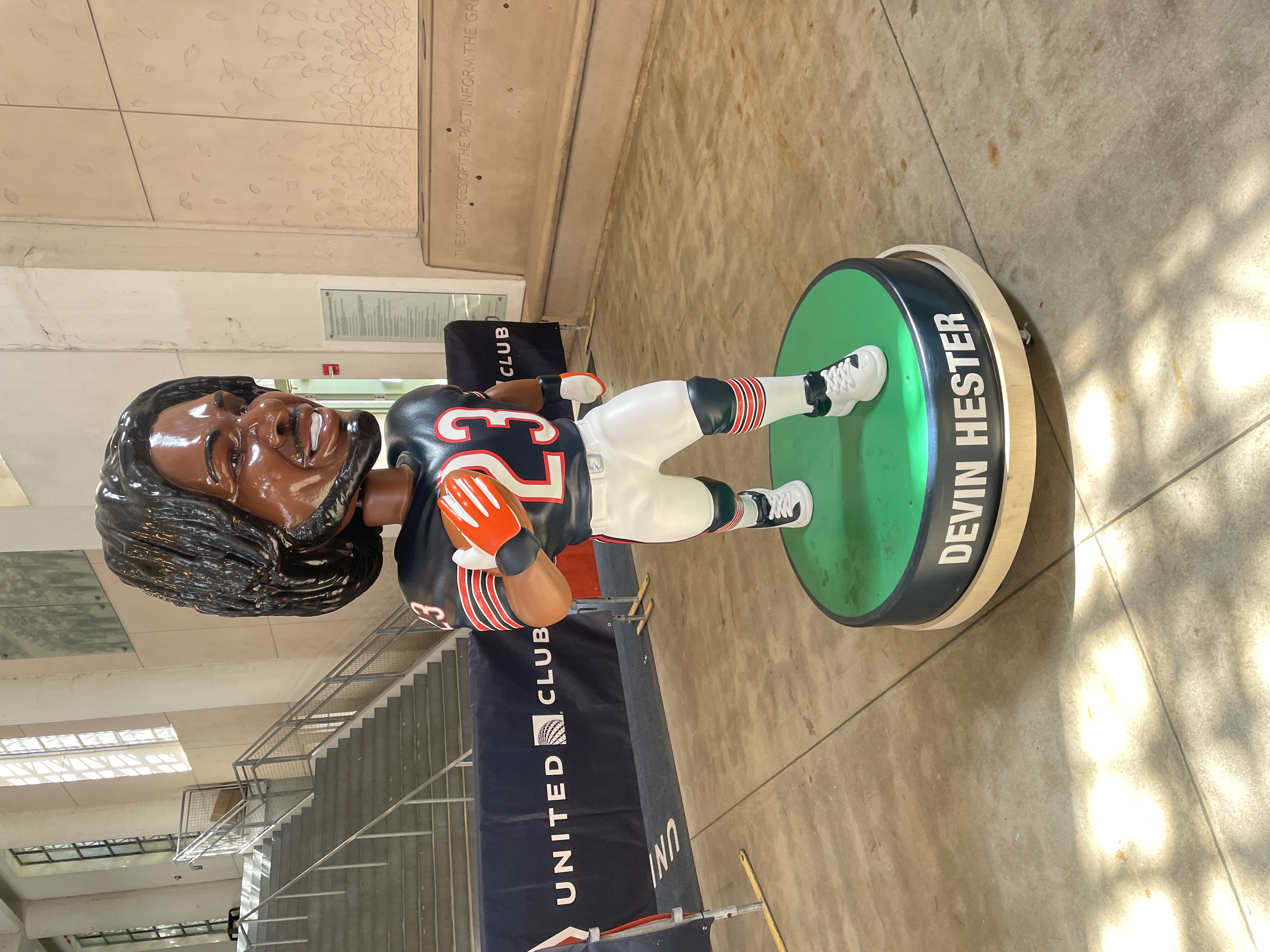 A Devin Hester figure inside Soldier Field